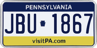 PA license plate JBU1867