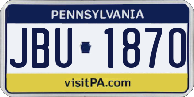 PA license plate JBU1870