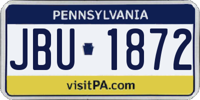 PA license plate JBU1872
