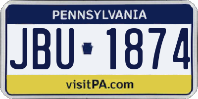 PA license plate JBU1874