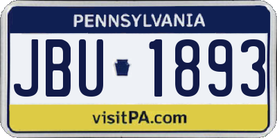 PA license plate JBU1893
