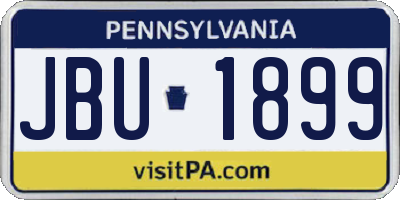 PA license plate JBU1899