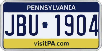 PA license plate JBU1904
