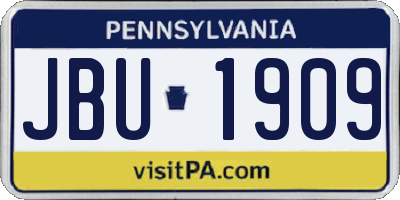 PA license plate JBU1909