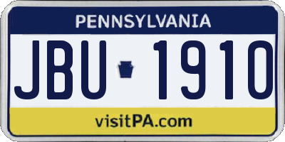 PA license plate JBU1910