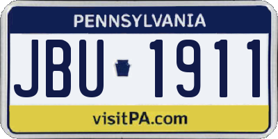 PA license plate JBU1911