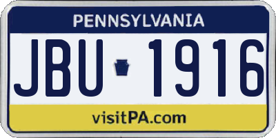 PA license plate JBU1916