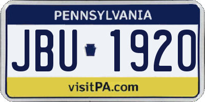 PA license plate JBU1920