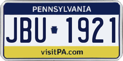 PA license plate JBU1921