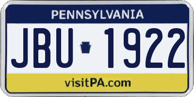 PA license plate JBU1922
