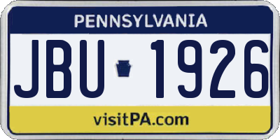 PA license plate JBU1926