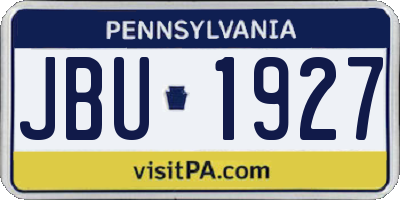 PA license plate JBU1927