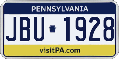 PA license plate JBU1928