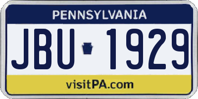 PA license plate JBU1929