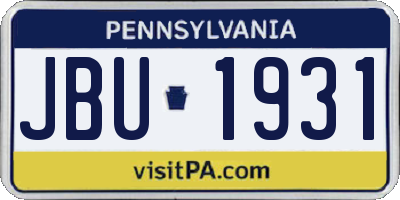 PA license plate JBU1931