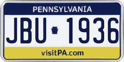 PA license plate JBU1936
