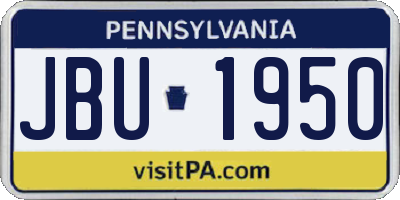 PA license plate JBU1950