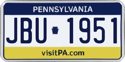 PA license plate JBU1951
