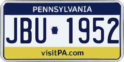 PA license plate JBU1952