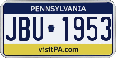 PA license plate JBU1953
