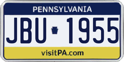 PA license plate JBU1955