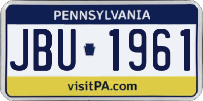 PA license plate JBU1961