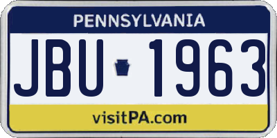 PA license plate JBU1963