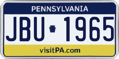 PA license plate JBU1965
