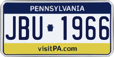 PA license plate JBU1966