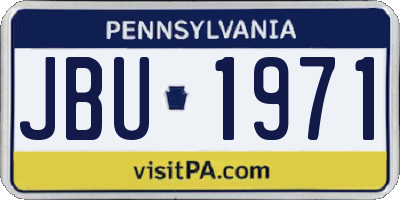 PA license plate JBU1971