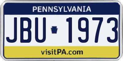 PA license plate JBU1973