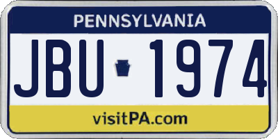 PA license plate JBU1974