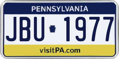 PA license plate JBU1977