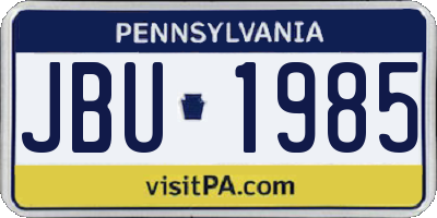 PA license plate JBU1985