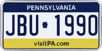 PA license plate JBU1990