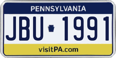 PA license plate JBU1991