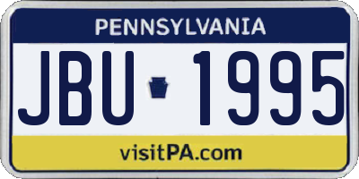 PA license plate JBU1995