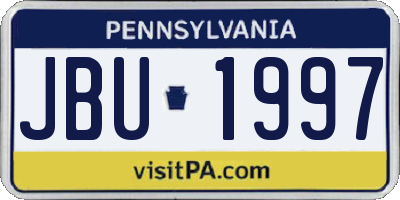 PA license plate JBU1997