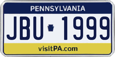 PA license plate JBU1999