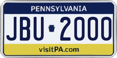 PA license plate JBU2000