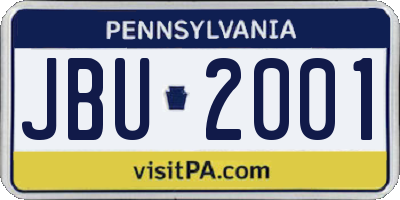 PA license plate JBU2001