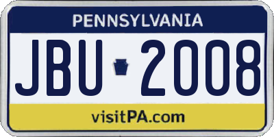 PA license plate JBU2008