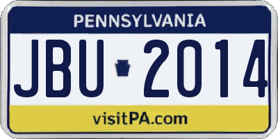PA license plate JBU2014