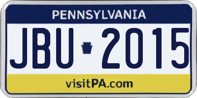 PA license plate JBU2015
