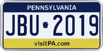 PA license plate JBU2019