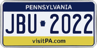 PA license plate JBU2022