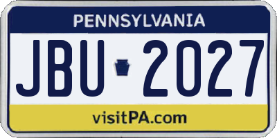 PA license plate JBU2027