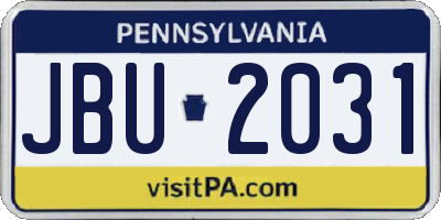 PA license plate JBU2031