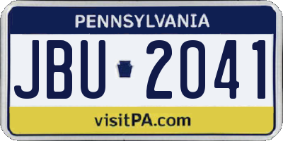 PA license plate JBU2041