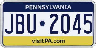 PA license plate JBU2045